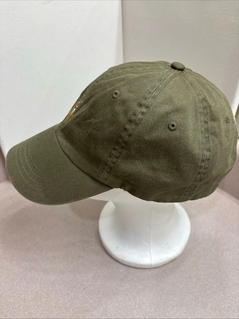 POLO RALPH LAUREN GREEN HAT BASEBALL CAP MULTI COLOR PONY Leather Strap Vintage